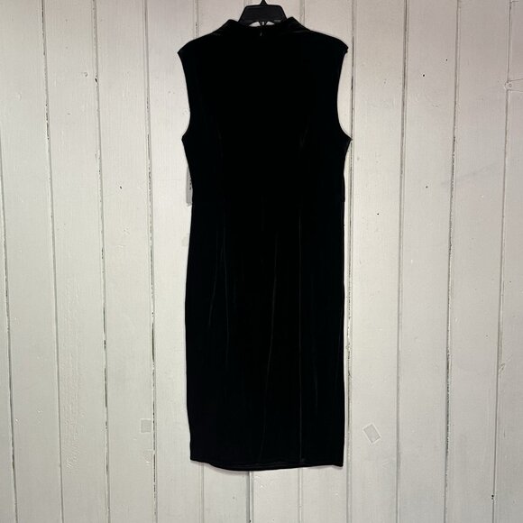 Donna Morgan Women's Size 16 Black Velvet Ruched Mock Neck Party Midi Dress NWT - Picture 7 of 11